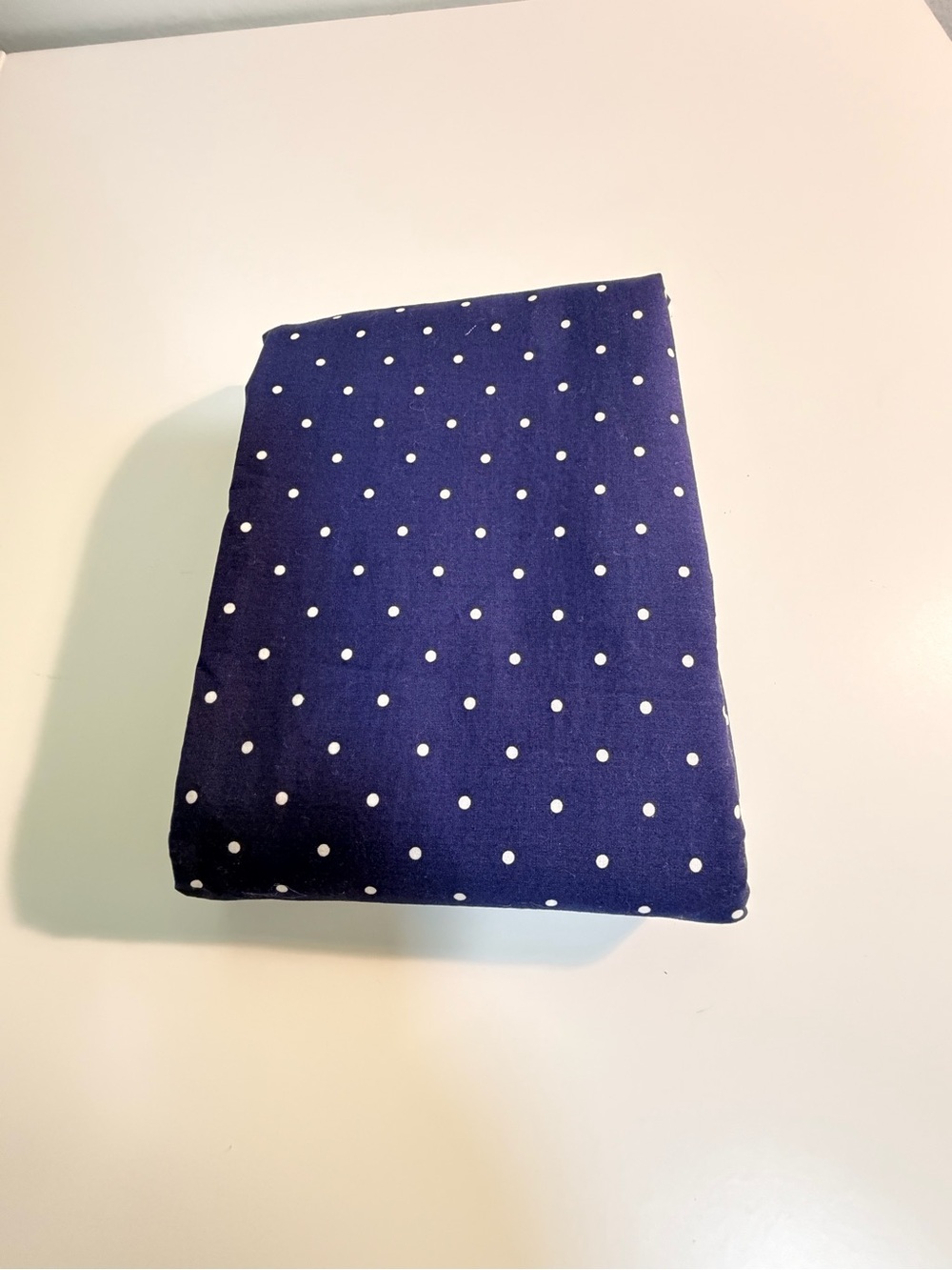 Navy and white Polka Dot cotton shirting fabric. 56” wide, 3 yards.